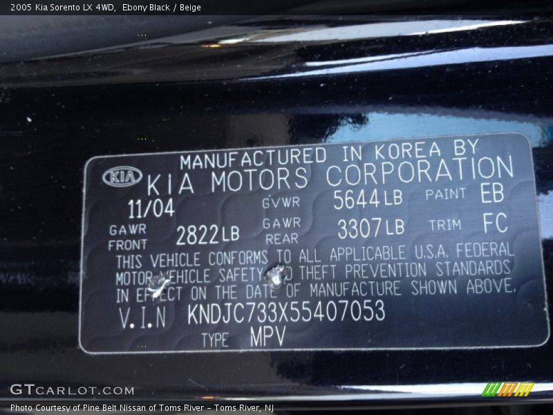 Ebony Black / Beige 2005 Kia Sorento LX 4WD