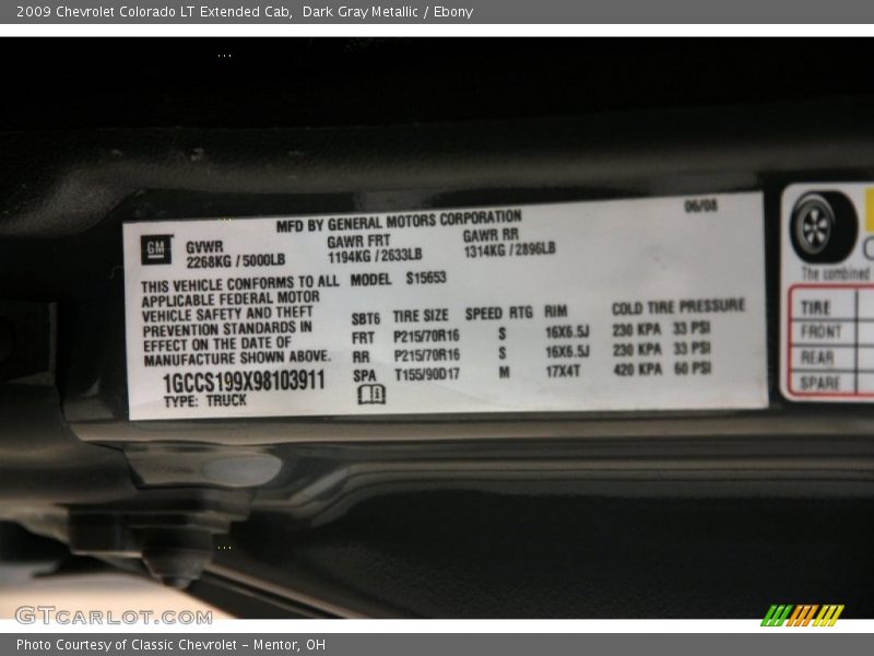 Dark Gray Metallic / Ebony 2009 Chevrolet Colorado LT Extended Cab