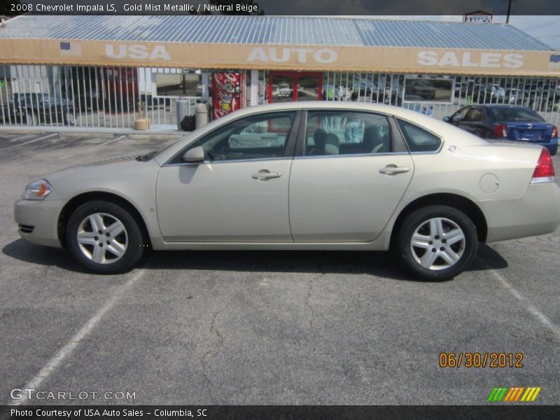 Gold Mist Metallic / Neutral Beige 2008 Chevrolet Impala LS