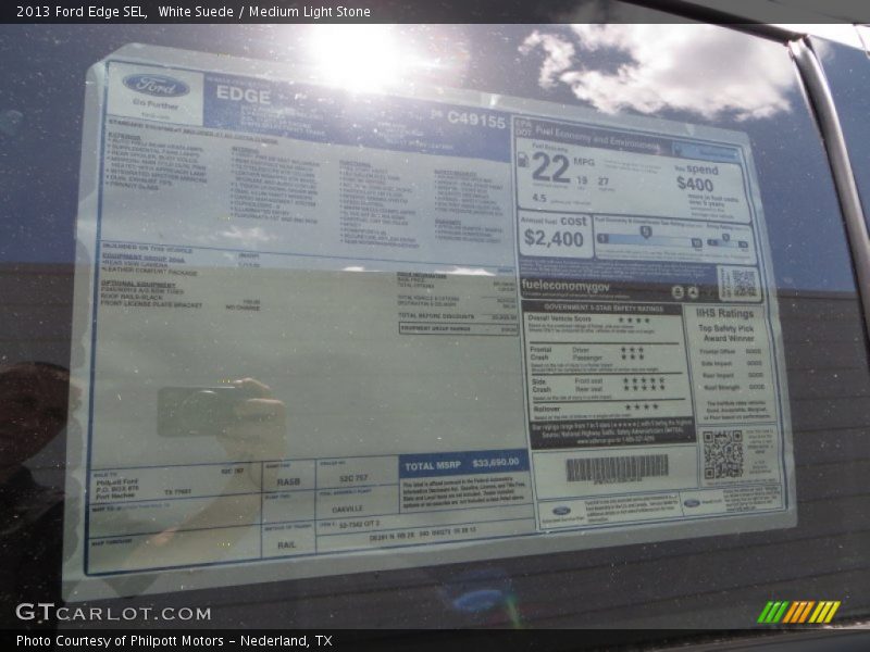 White Suede / Medium Light Stone 2013 Ford Edge SEL
