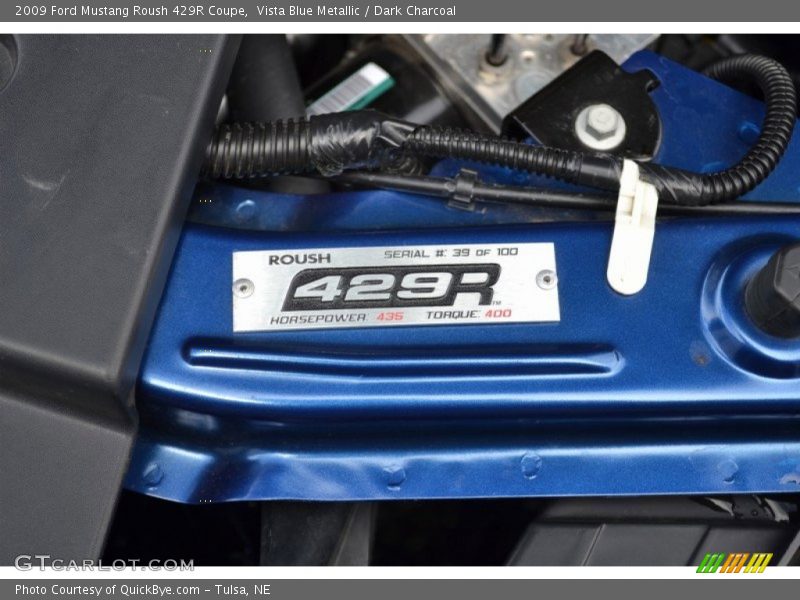 Info Tag of 2009 Mustang Roush 429R Coupe