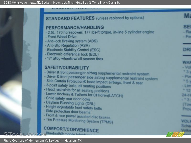 Moonrock Silver Metallic / 2 Tone Black/Cornsilk 2013 Volkswagen Jetta SEL Sedan