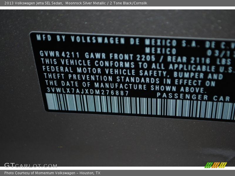 Moonrock Silver Metallic / 2 Tone Black/Cornsilk 2013 Volkswagen Jetta SEL Sedan