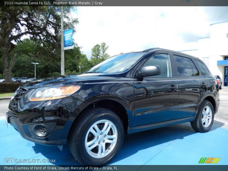 Phantom Black Metallic / Gray 2010 Hyundai Santa Fe GLS