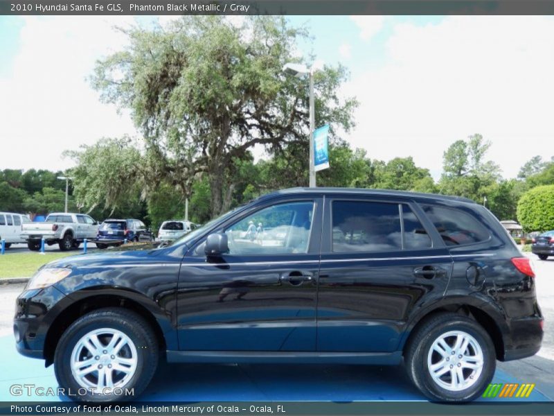 Phantom Black Metallic / Gray 2010 Hyundai Santa Fe GLS