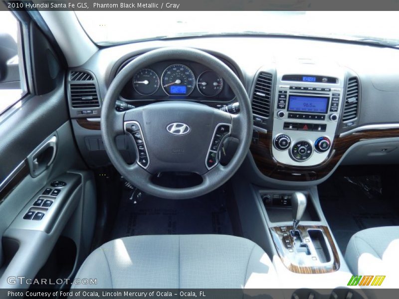 Phantom Black Metallic / Gray 2010 Hyundai Santa Fe GLS