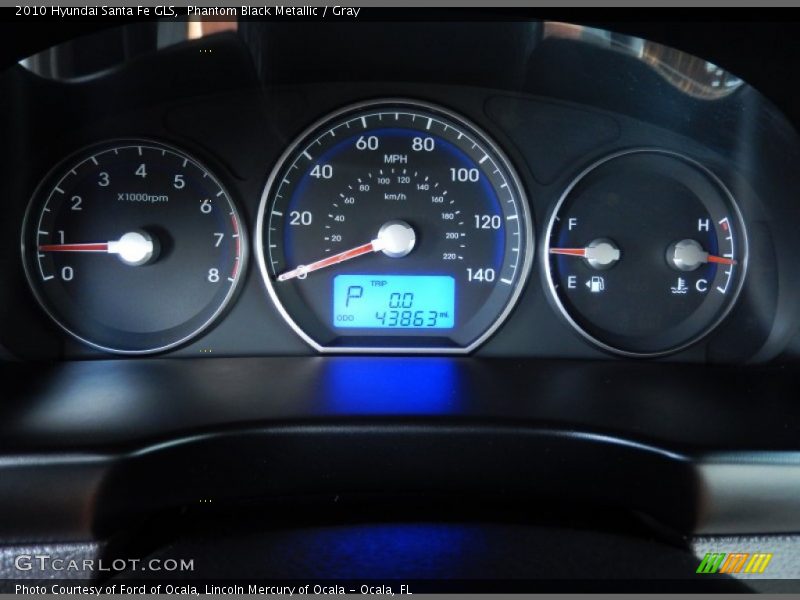 Phantom Black Metallic / Gray 2010 Hyundai Santa Fe GLS