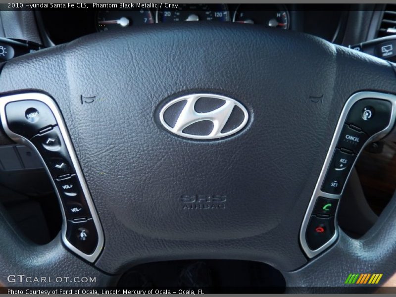 Phantom Black Metallic / Gray 2010 Hyundai Santa Fe GLS