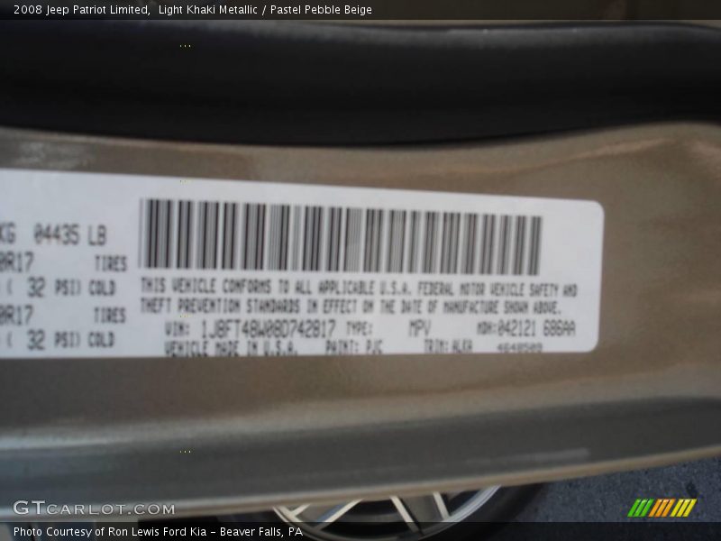 Light Khaki Metallic / Pastel Pebble Beige 2008 Jeep Patriot Limited
