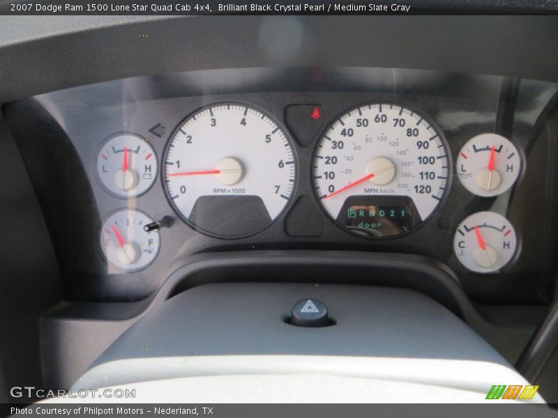 Brilliant Black Crystal Pearl / Medium Slate Gray 2007 Dodge Ram 1500 Lone Star Quad Cab 4x4
