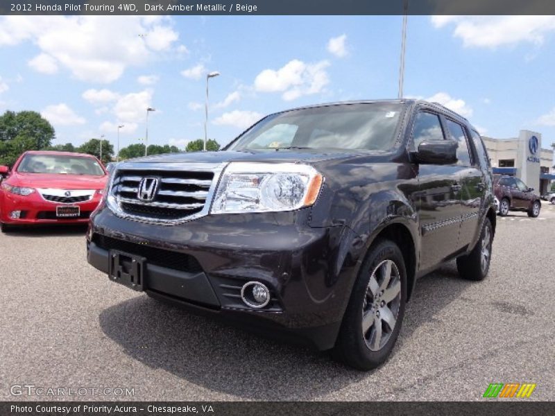 Dark Amber Metallic / Beige 2012 Honda Pilot Touring 4WD