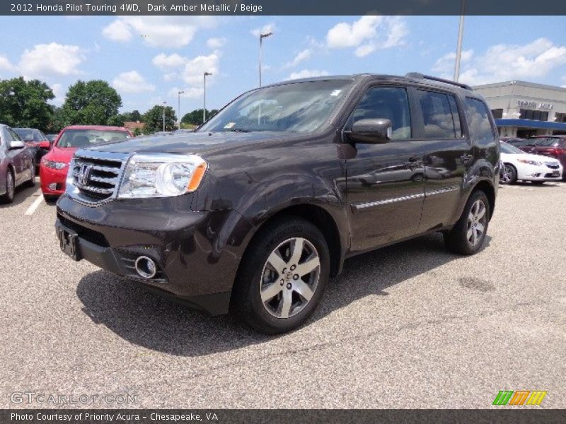 Dark Amber Metallic / Beige 2012 Honda Pilot Touring 4WD