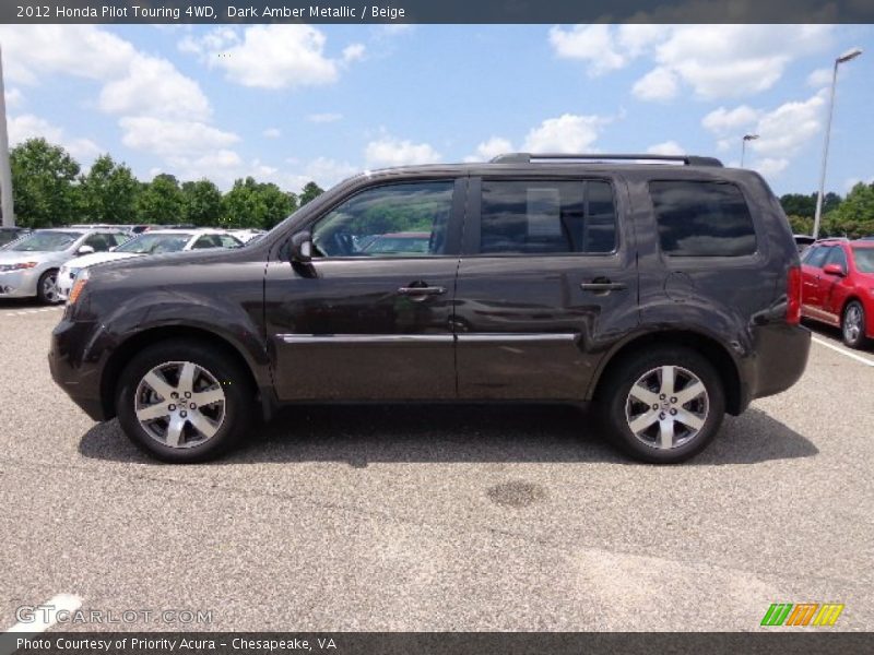 Dark Amber Metallic / Beige 2012 Honda Pilot Touring 4WD