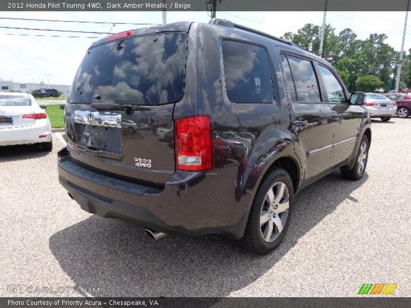 Dark Amber Metallic / Beige 2012 Honda Pilot Touring 4WD