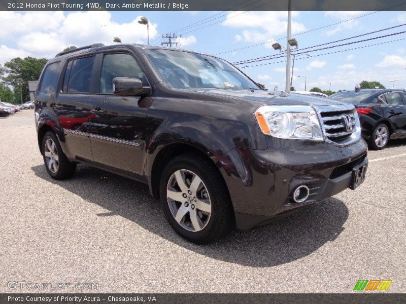 Dark Amber Metallic / Beige 2012 Honda Pilot Touring 4WD
