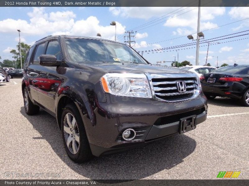 Dark Amber Metallic / Beige 2012 Honda Pilot Touring 4WD