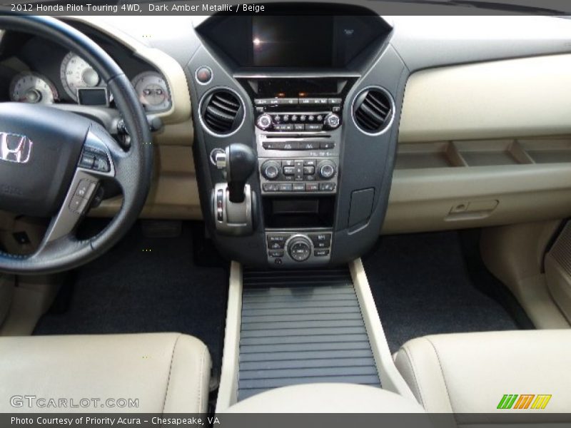 Dark Amber Metallic / Beige 2012 Honda Pilot Touring 4WD