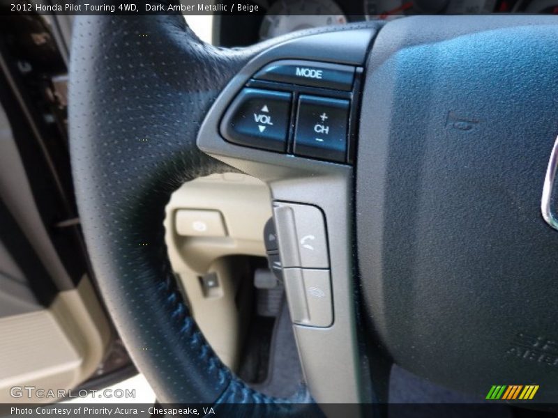 Dark Amber Metallic / Beige 2012 Honda Pilot Touring 4WD