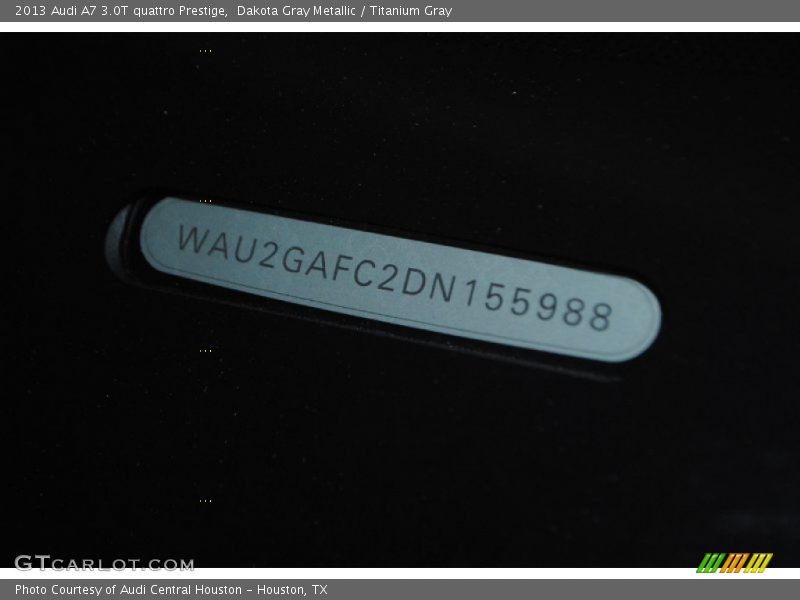 Dakota Gray Metallic / Titanium Gray 2013 Audi A7 3.0T quattro Prestige