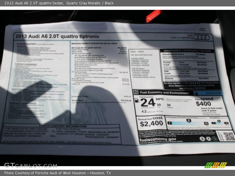 Quartz Gray Metallic / Black 2013 Audi A6 2.0T quattro Sedan