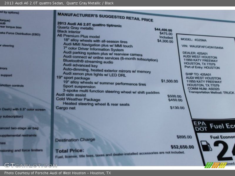 Quartz Gray Metallic / Black 2013 Audi A6 2.0T quattro Sedan