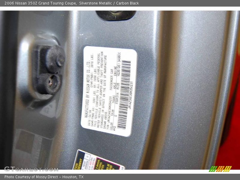 Silverstone Metallic / Carbon Black 2006 Nissan 350Z Grand Touring Coupe
