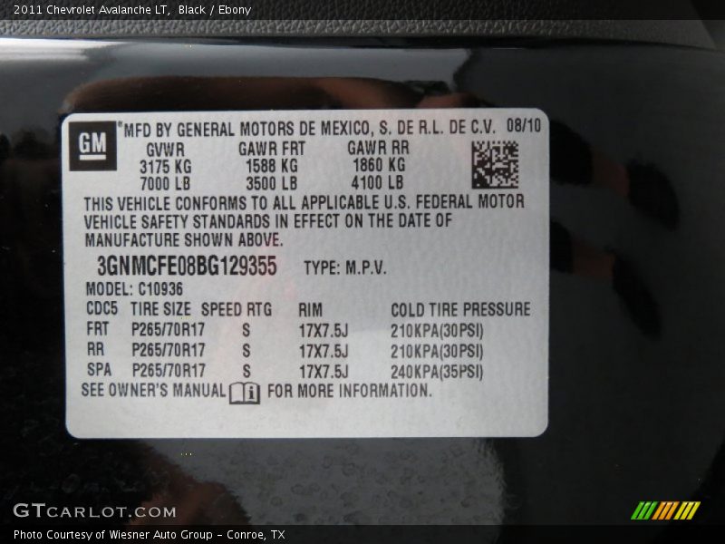 Black / Ebony 2011 Chevrolet Avalanche LT