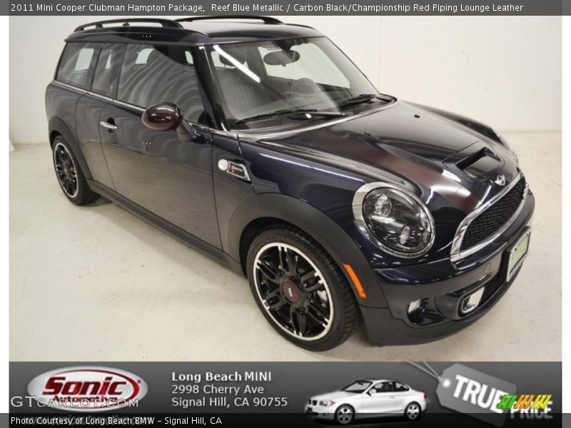 Reef Blue Metallic / Carbon Black/Championship Red Piping Lounge Leather 2011 Mini Cooper Clubman Hampton Package