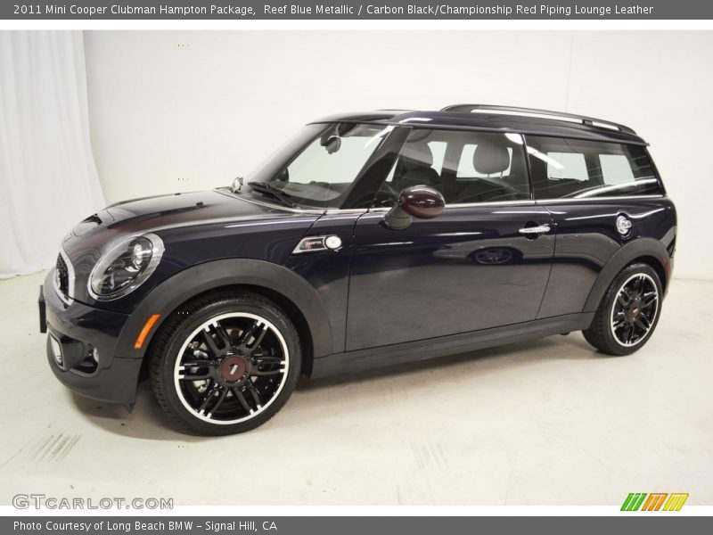 Reef Blue Metallic / Carbon Black/Championship Red Piping Lounge Leather 2011 Mini Cooper Clubman Hampton Package