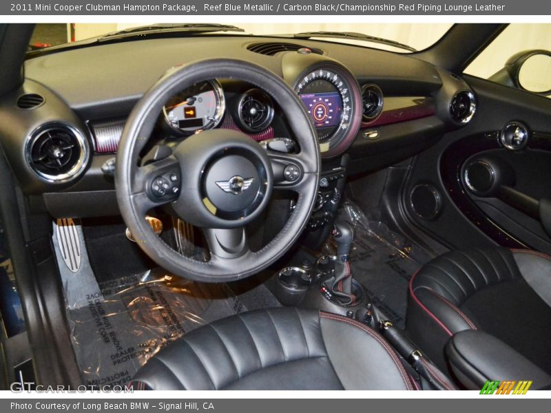 Reef Blue Metallic / Carbon Black/Championship Red Piping Lounge Leather 2011 Mini Cooper Clubman Hampton Package