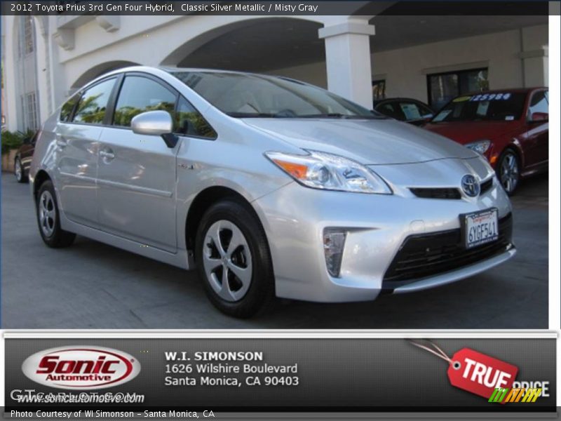 Classic Silver Metallic / Misty Gray 2012 Toyota Prius 3rd Gen Four Hybrid