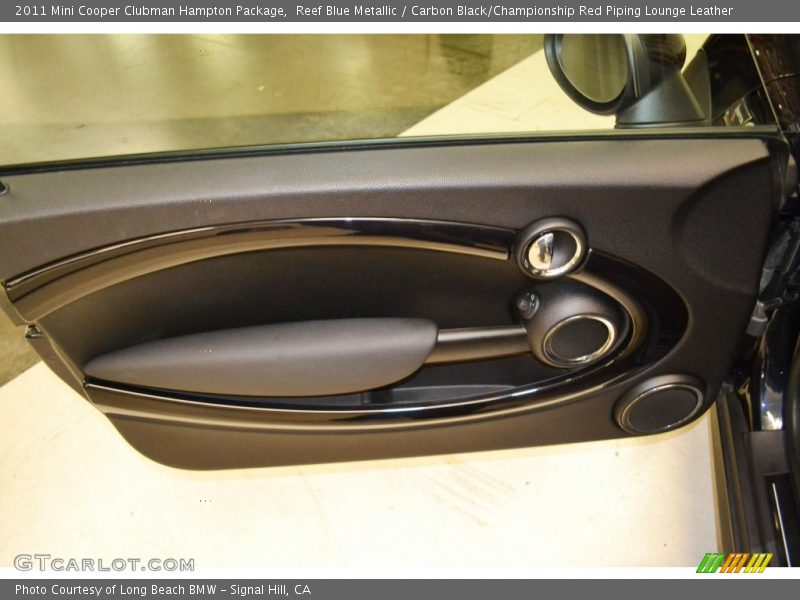 Reef Blue Metallic / Carbon Black/Championship Red Piping Lounge Leather 2011 Mini Cooper Clubman Hampton Package