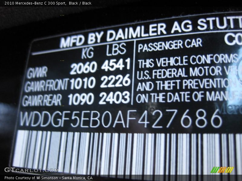 Black / Black 2010 Mercedes-Benz C 300 Sport