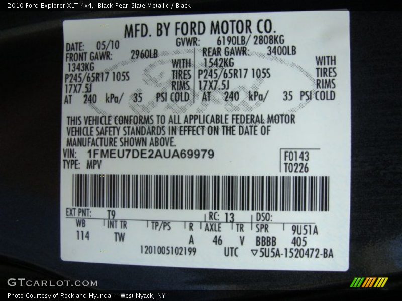 Black Pearl Slate Metallic / Black 2010 Ford Explorer XLT 4x4