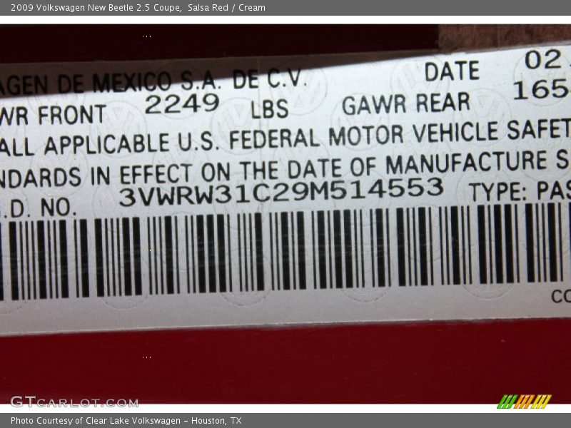 Salsa Red / Cream 2009 Volkswagen New Beetle 2.5 Coupe