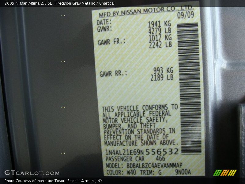 Precision Gray Metallic / Charcoal 2009 Nissan Altima 2.5 SL