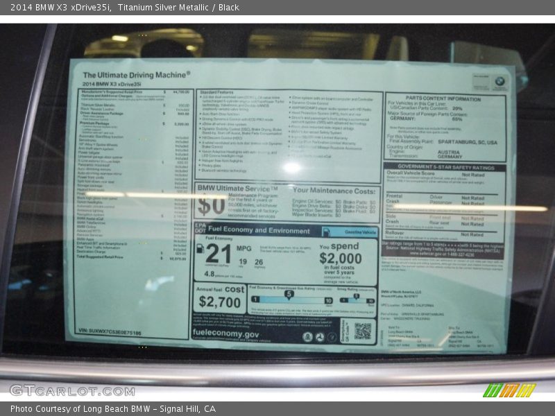  2014 X3 xDrive35i Window Sticker