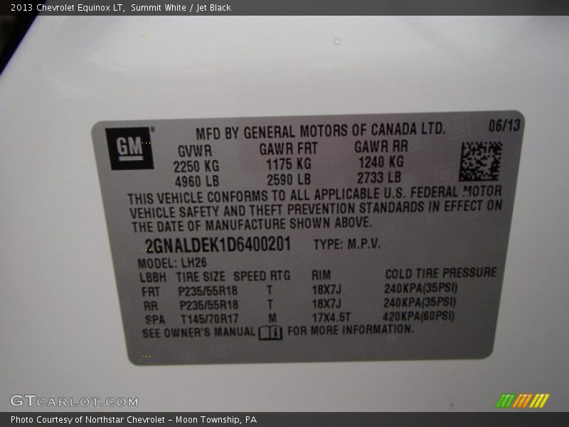 Summit White / Jet Black 2013 Chevrolet Equinox LT