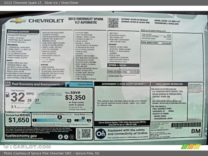 2013 Spark LT Window Sticker