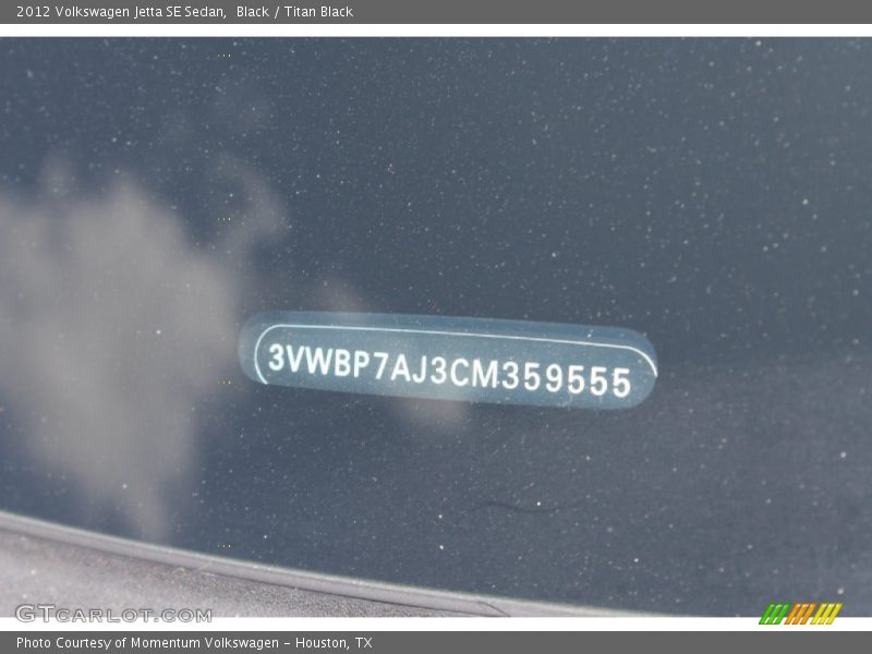 Black / Titan Black 2012 Volkswagen Jetta SE Sedan