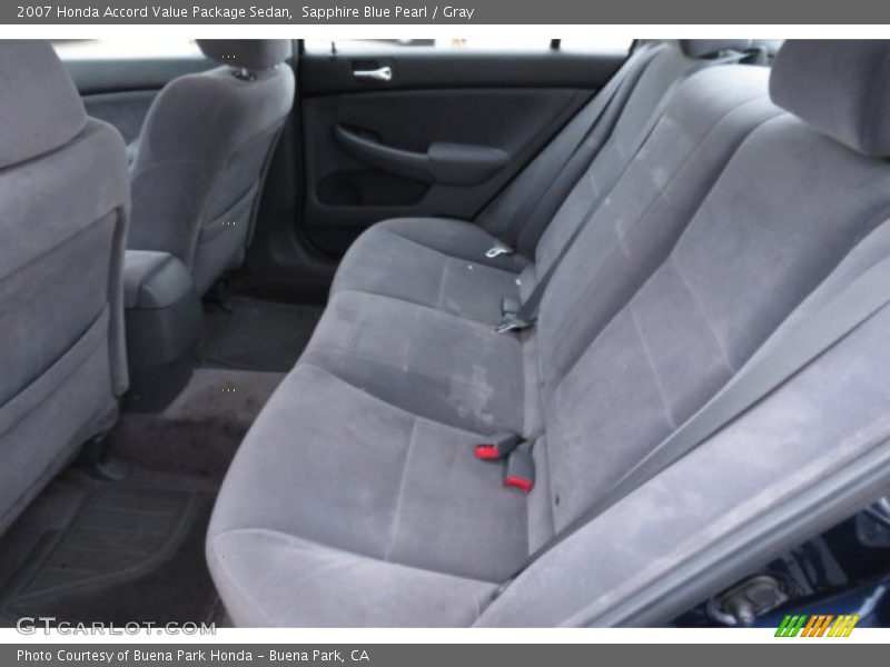 Rear Seat of 2007 Accord Value Package Sedan