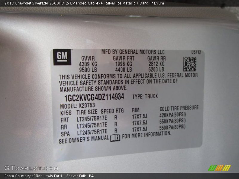 Silver Ice Metallic / Dark Titanium 2013 Chevrolet Silverado 2500HD LS Extended Cab 4x4
