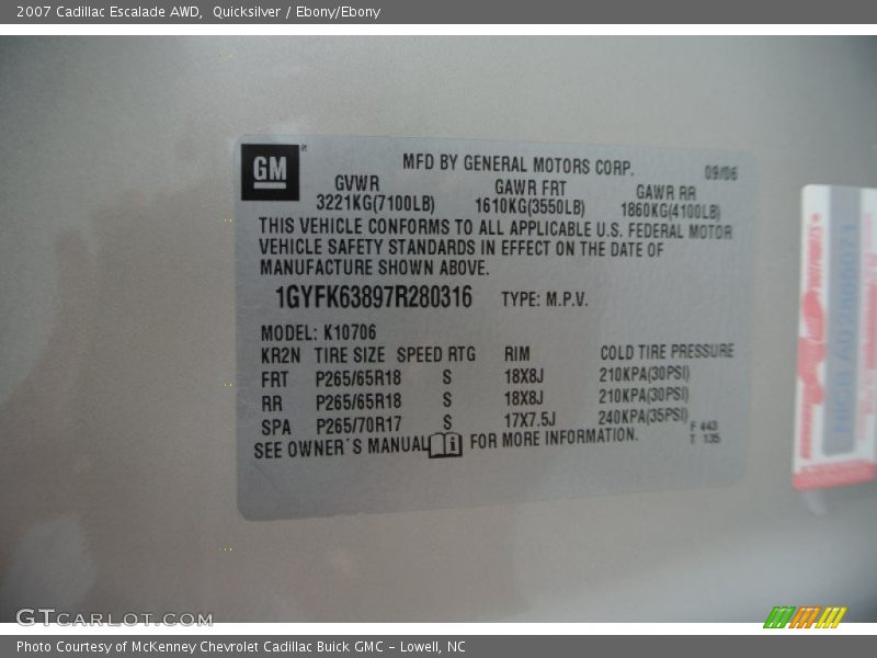 Quicksilver / Ebony/Ebony 2007 Cadillac Escalade AWD