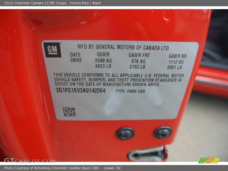 Victory Red / Black 2010 Chevrolet Camaro LT/RS Coupe
