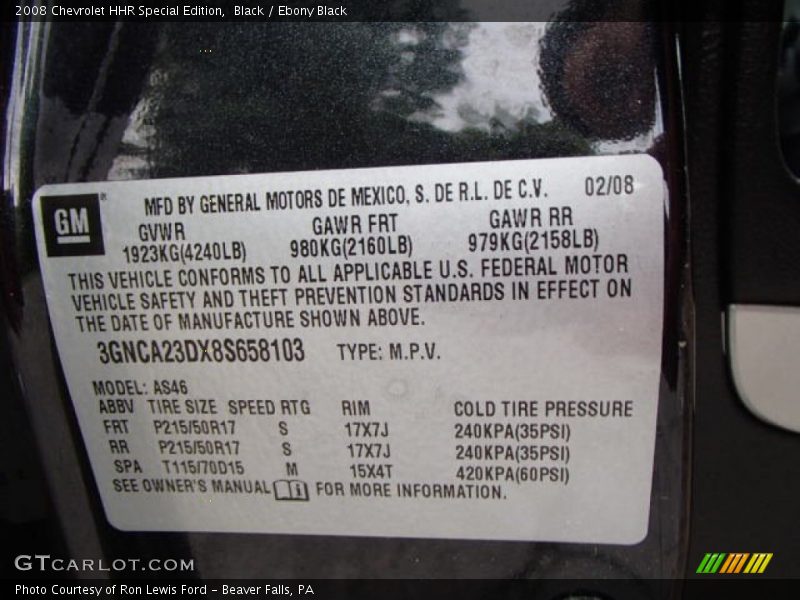 Black / Ebony Black 2008 Chevrolet HHR Special Edition