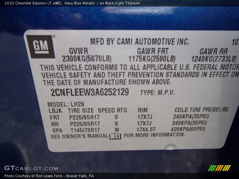 Navy Blue Metallic / Jet Black/Light Titanium 2010 Chevrolet Equinox LT AWD