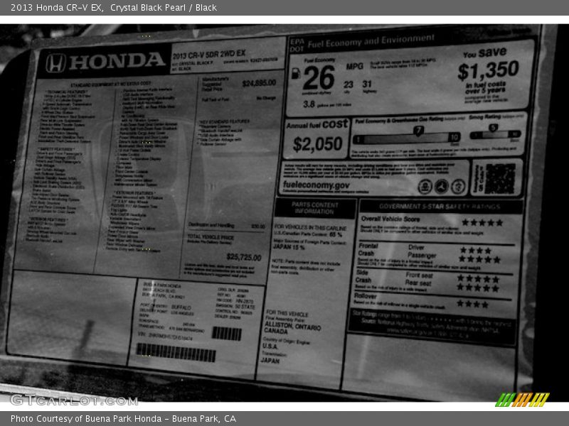 Crystal Black Pearl / Black 2013 Honda CR-V EX