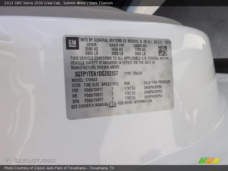 Summit White / Dark Titanium 2013 GMC Sierra 1500 Crew Cab