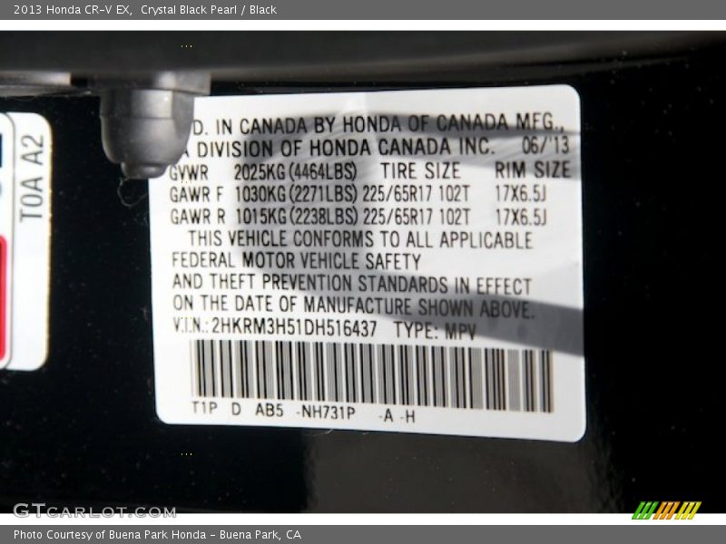 Crystal Black Pearl / Black 2013 Honda CR-V EX