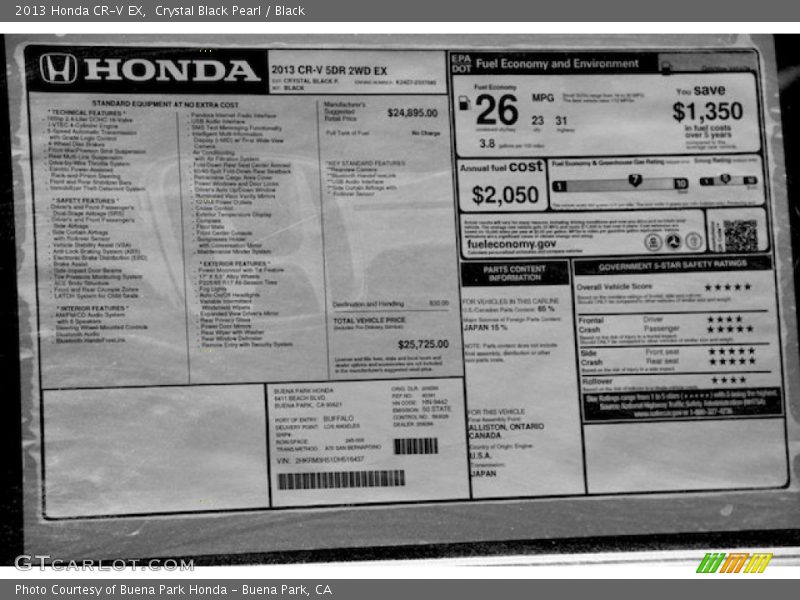 Crystal Black Pearl / Black 2013 Honda CR-V EX